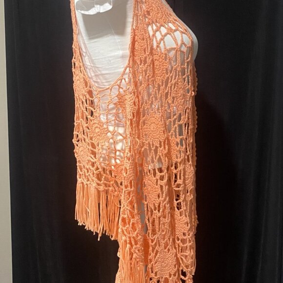 🍄464-You Are UK2LA😁💛 Salmon Mandella Crochet Vest - Picture 3 of 11